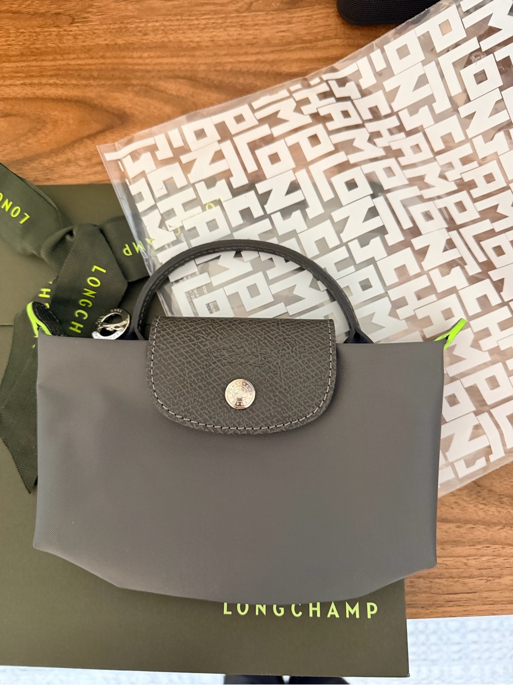 Longchamp Le Pliage Mini Pouch -Anthracite NWT